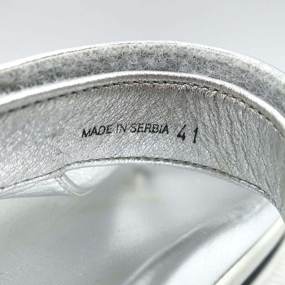 Prada Platform Ankle Strap Sandals Silver Metallic Leather Size 41 - Picture 10 of 11